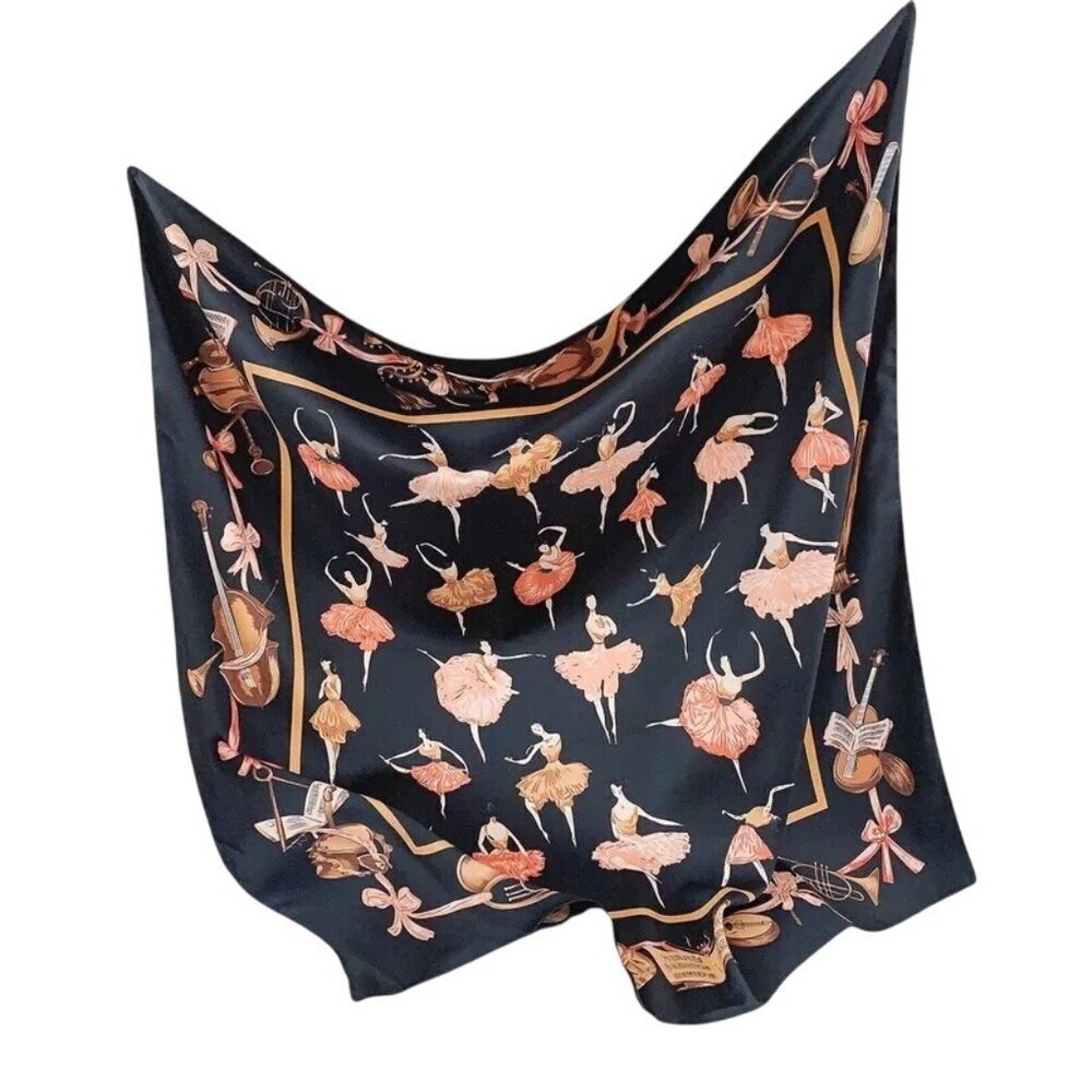 2/$30 Fashion Geometric Dancing Ballerina Satin Silk Fashion Scarves - Picture 5 of 9